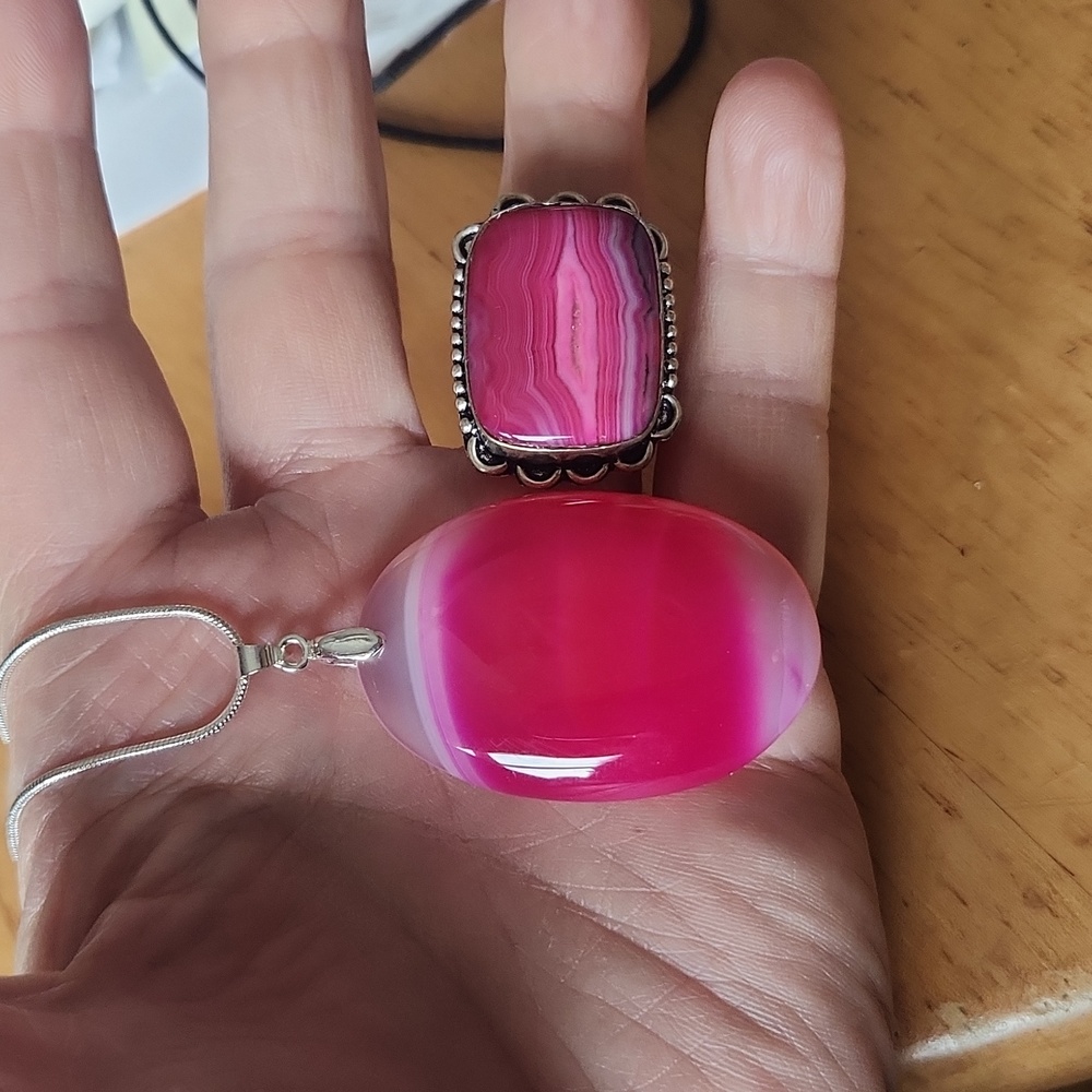Beautiful Botswana Agate Ring and Necklace